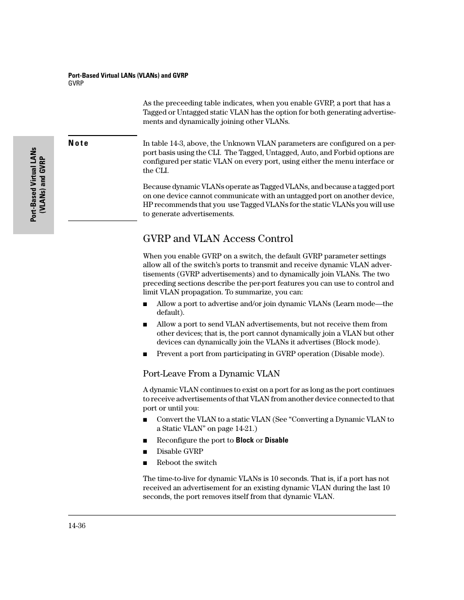 Gvrp and vlan access control, Port-leave from a dynamic vlan, Gvrp and vlan access control -36 | Port-leave from a dynamic vlan -36 | IronPort Systems 4108GL User Manual | Page 342 / 483