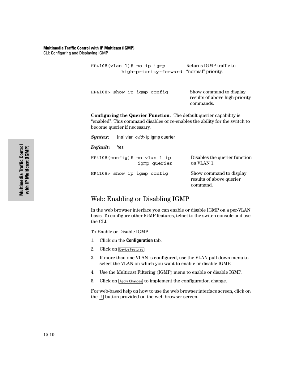 Web: enabling or disabling igmp, Web: enabling or disabling igmp -10 | IronPort Systems 4108GL User Manual | Page 360 / 483