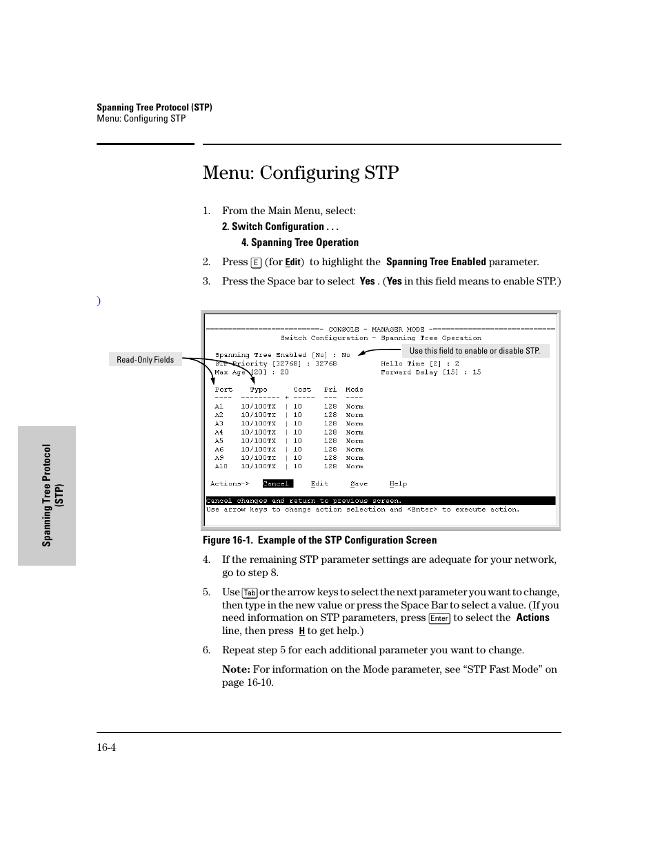 Menu: configuring stp | IronPort Systems 4108GL User Manual | Page 374 / 483