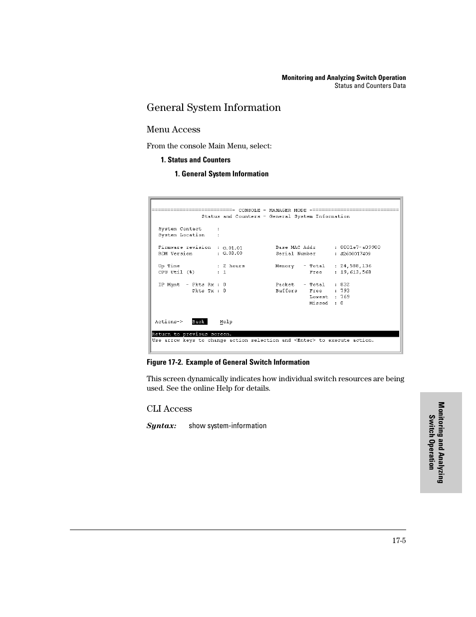 General system information, Menu access, Cli access | General system information -5 | IronPort Systems 4108GL User Manual | Page 389 / 483