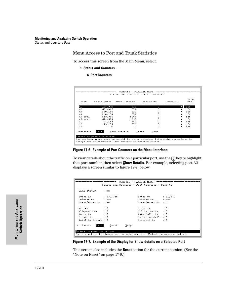 Menu access to port and trunk statistics | IronPort Systems 4108GL User Manual | Page 394 / 483