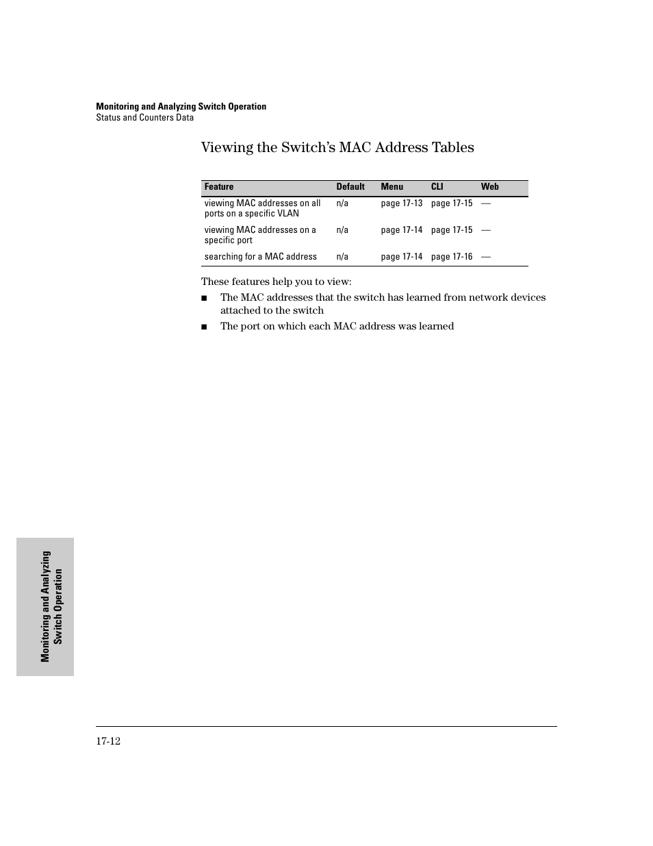 Viewing the switch’s mac address tables, Viewing the switch’s mac address tables -12 | IronPort Systems 4108GL User Manual | Page 396 / 483