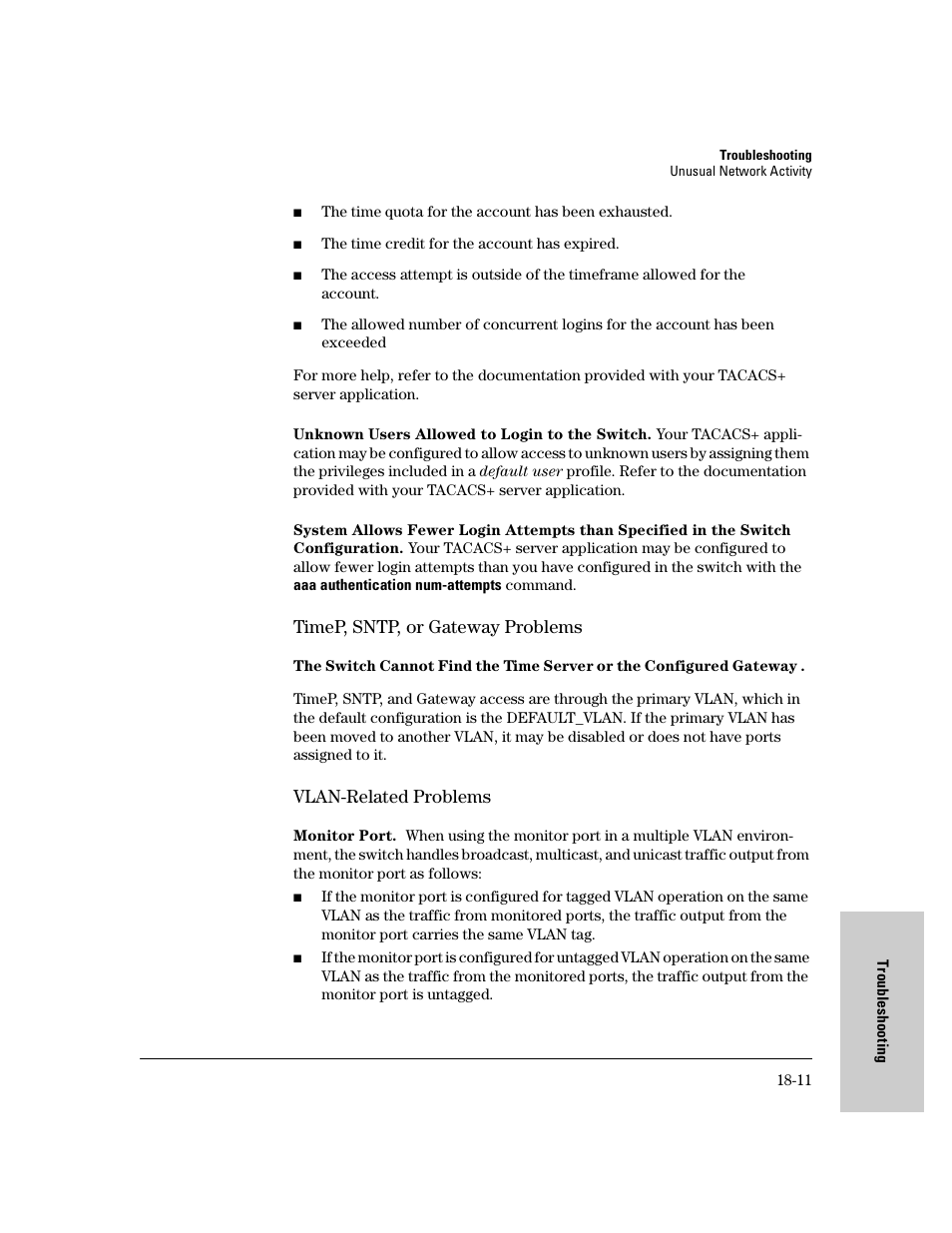 Timep, sntp, or gateway problems, Vlan-related problems | IronPort Systems 4108GL User Manual | Page 423 / 483