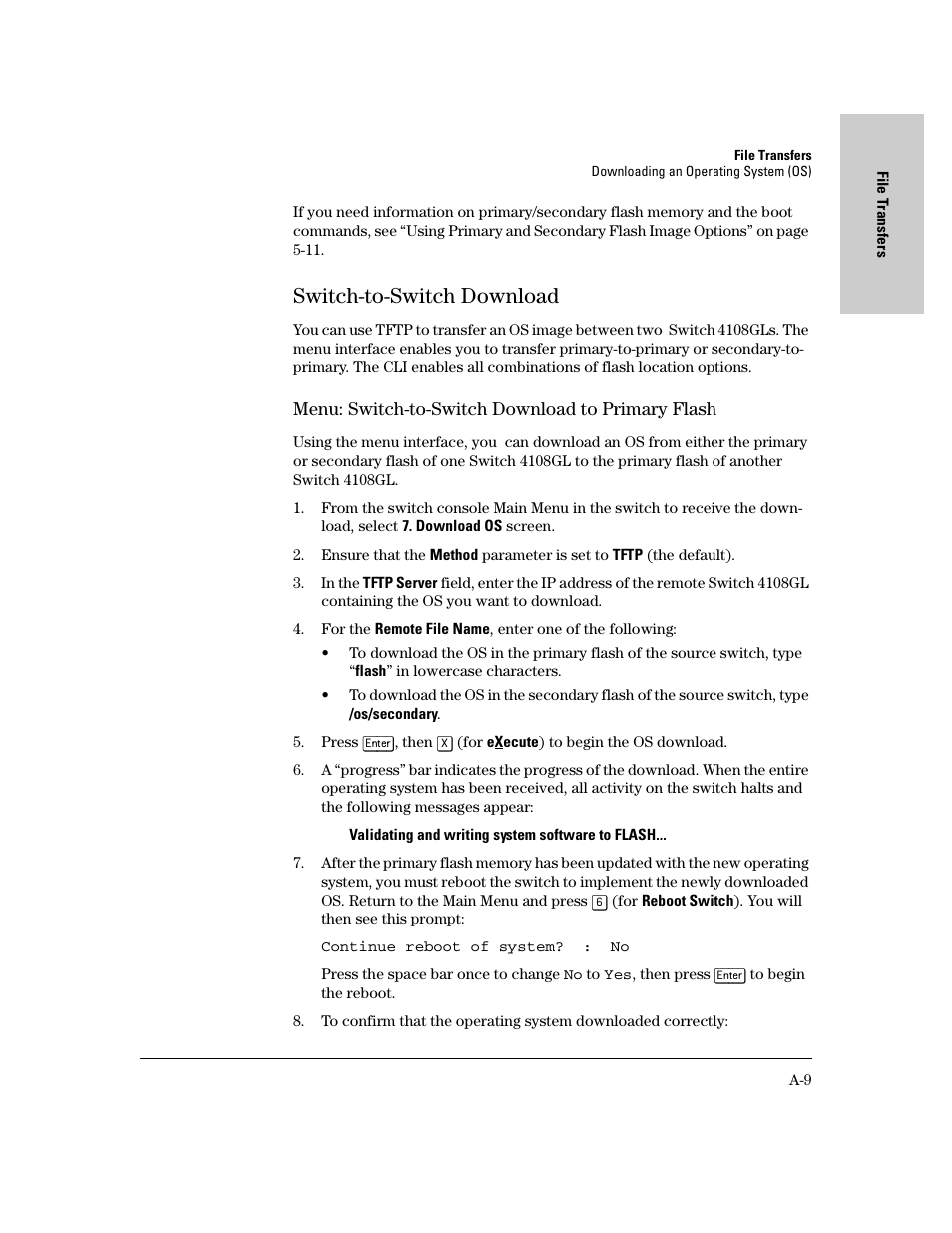 Switch-to-switch download, Menu: switch-to-switch download to primary flash | IronPort Systems 4108GL User Manual | Page 451 / 483