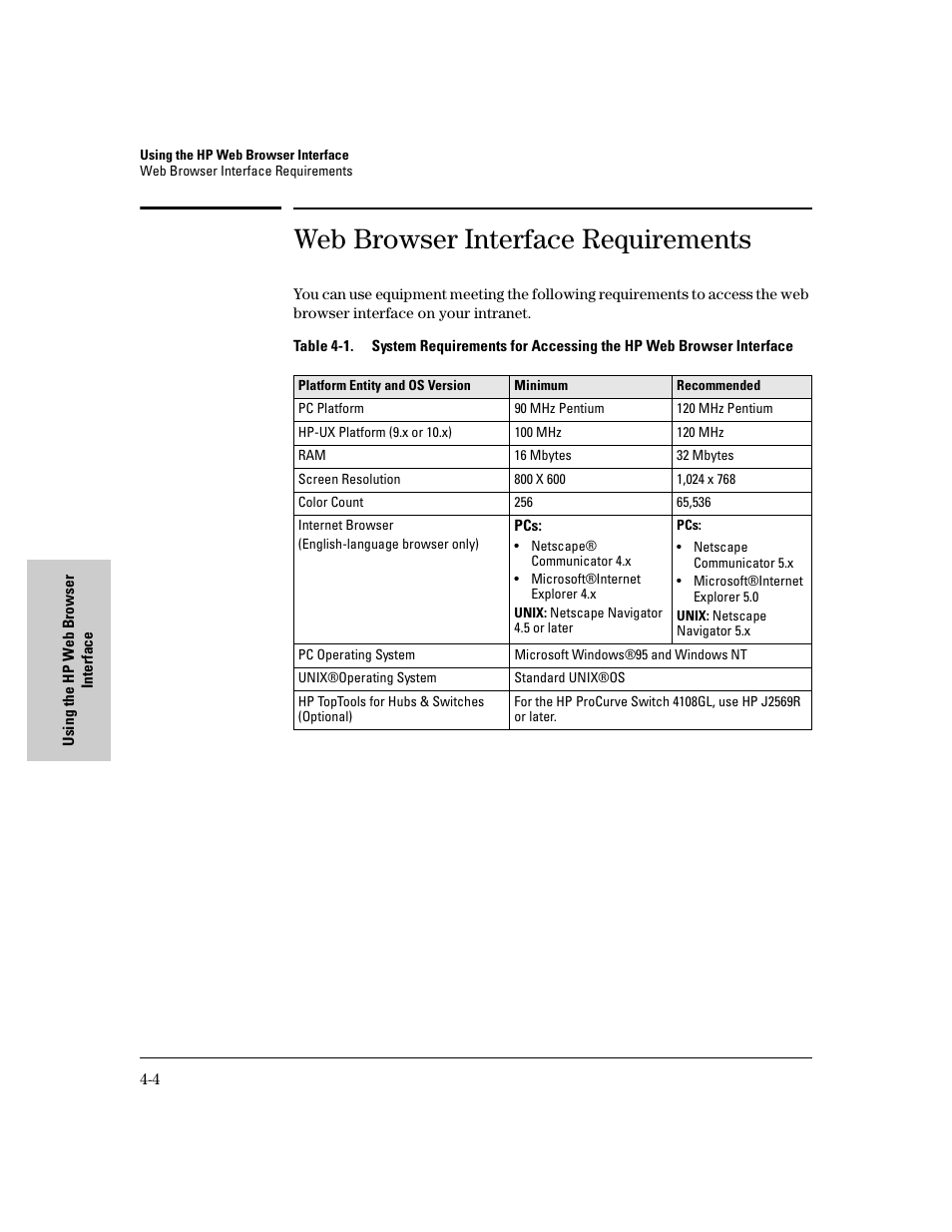 Web browser interface requirements, Web browser interface requirements -4 | IronPort Systems 4108GL User Manual | Page 60 / 483