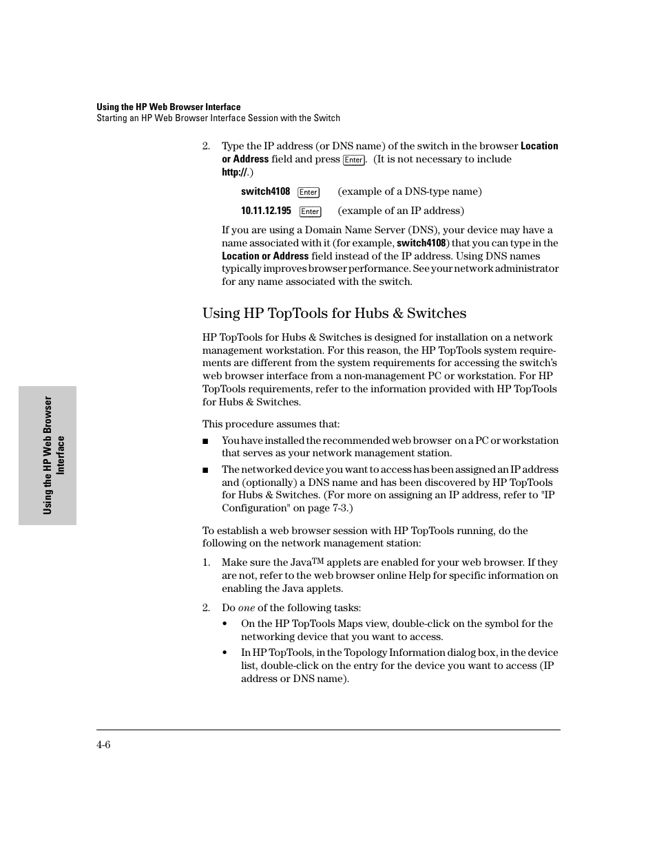 Using hp toptools for hubs & switches, Using hp toptools for hubs & switches -6 | IronPort Systems 4108GL User Manual | Page 62 / 483