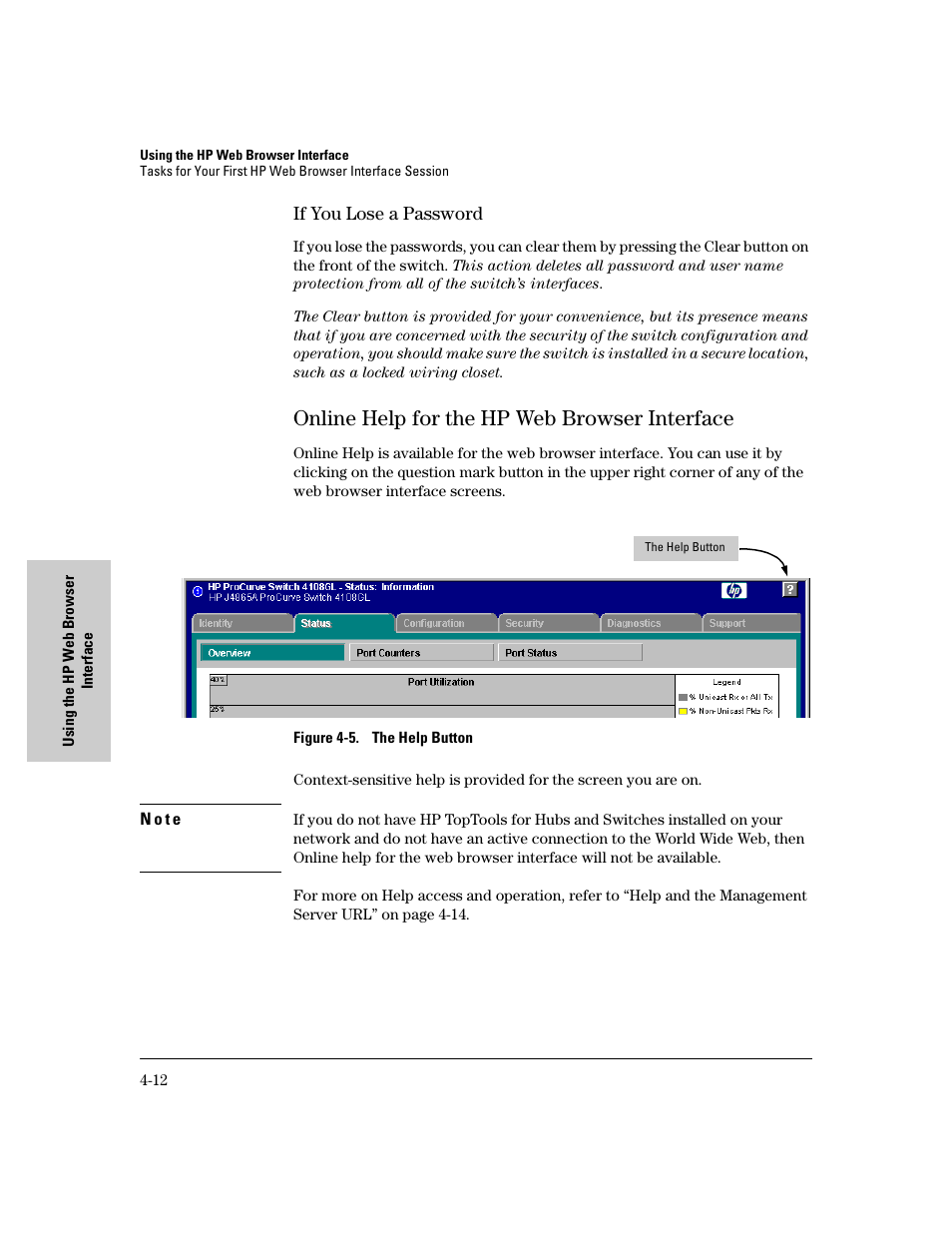 If you lose a password, Online help for the hp web browser interface, Online help for the hp web browser interface -12 | If you lose a password -12 | IronPort Systems 4108GL User Manual | Page 68 / 483