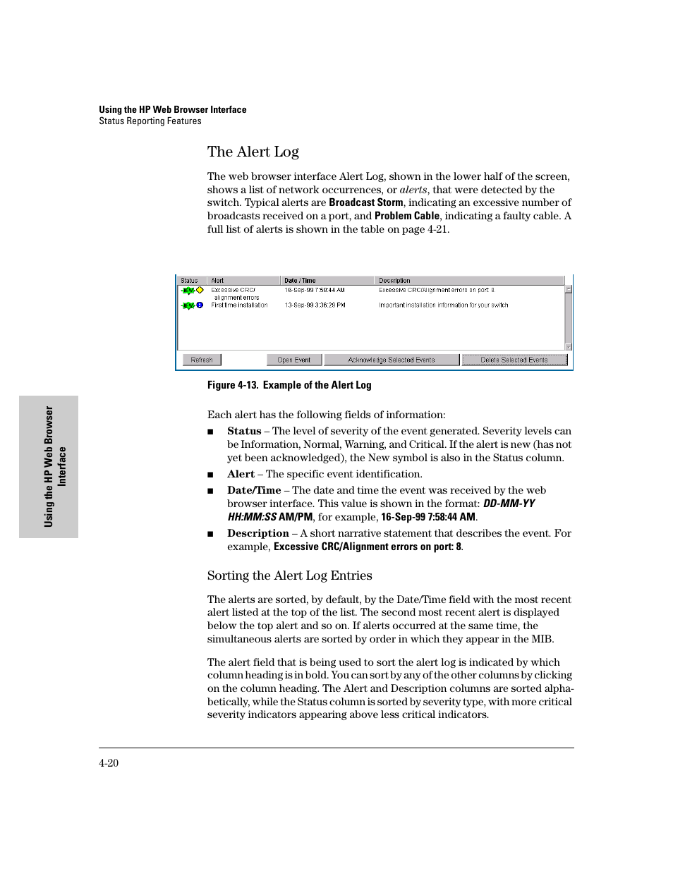 The alert log, Sorting the alert log entries, The alert log -20 | Sorting the alert log entries -20 | IronPort Systems 4108GL User Manual | Page 76 / 483