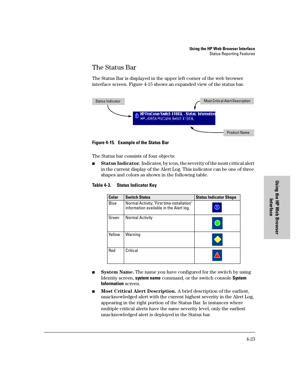 The status bar, The status bar -23 | IronPort Systems 4108GL User Manual | Page 79 / 483