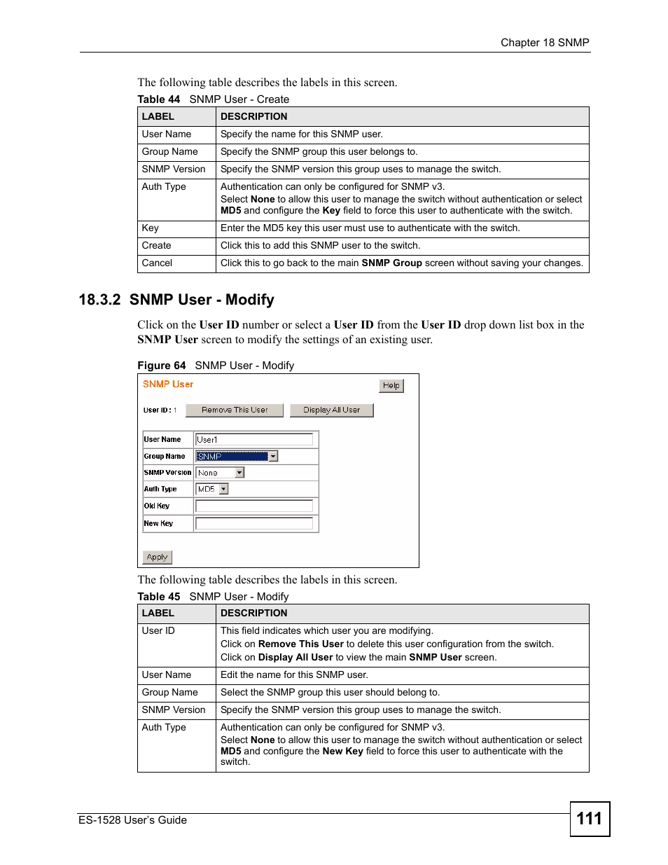 2 snmp user - modify, Figure 64 snmp user - modify | IronPort Systems ES-1528 User Manual | Page 111 / 170