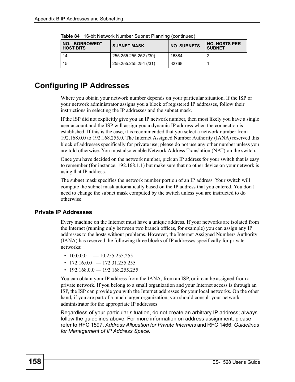 158 configuring ip addresses | IronPort Systems ES-1528 User Manual | Page 158 / 170