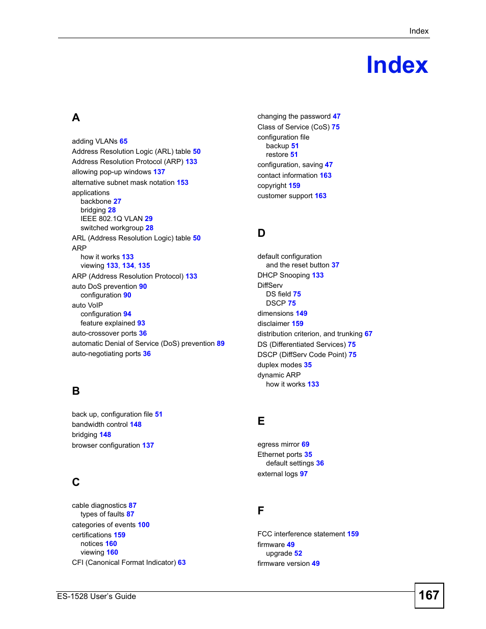 Index, Index (167) | IronPort Systems ES-1528 User Manual | Page 167 / 170