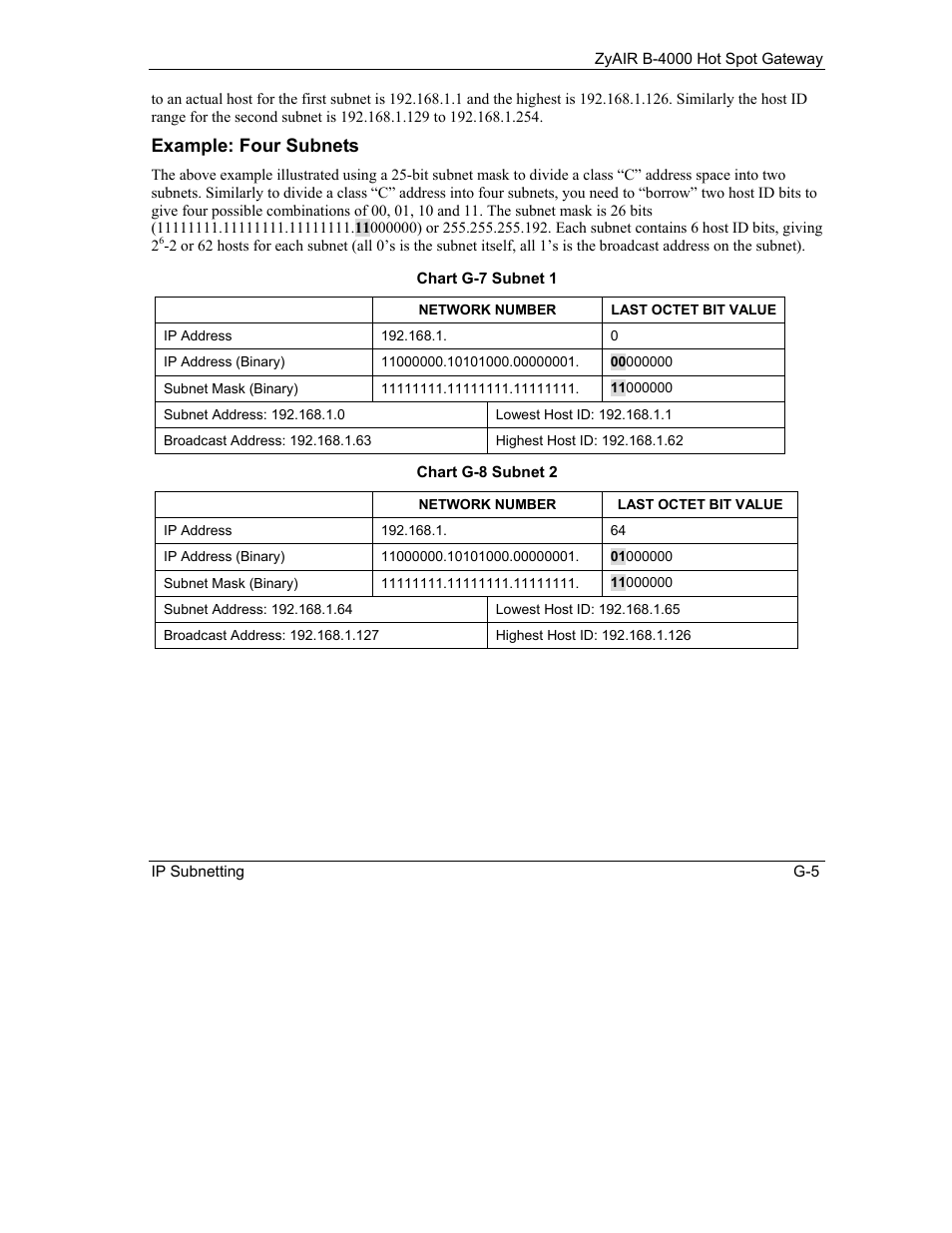 Example: four subnets | IronPort Systems ZyAIR B-4000 User Manual | Page 243 / 256