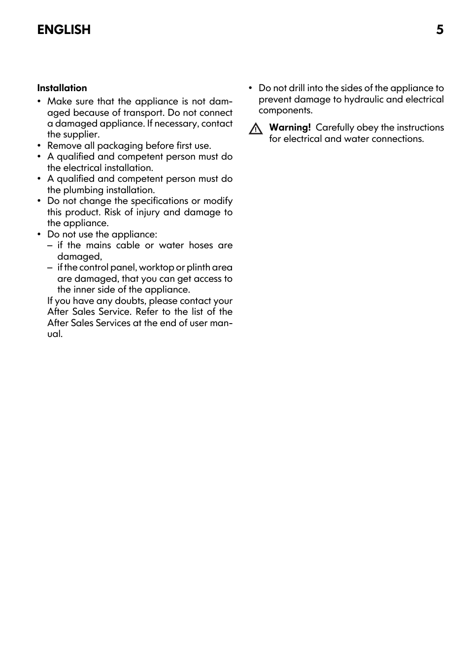 English 5 | IKEA DW60 User Manual | Page 5 / 28