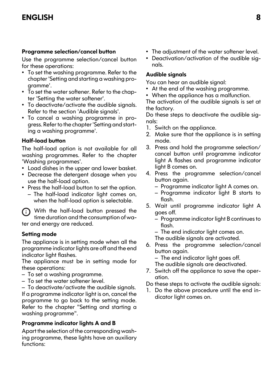 English 8 | IKEA DW60 User Manual | Page 8 / 28