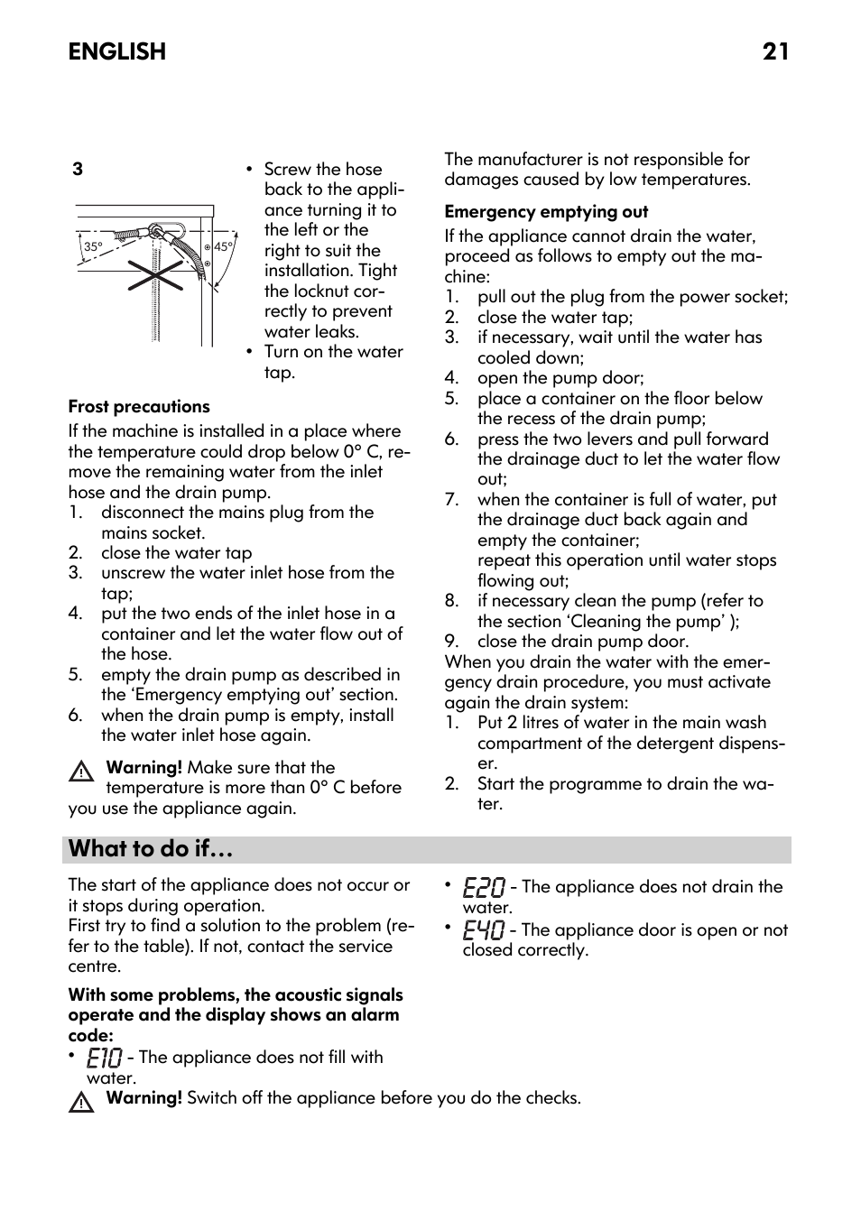 What to do if, English 21 | IKEA FWM7 User Manual | Page 21 / 32