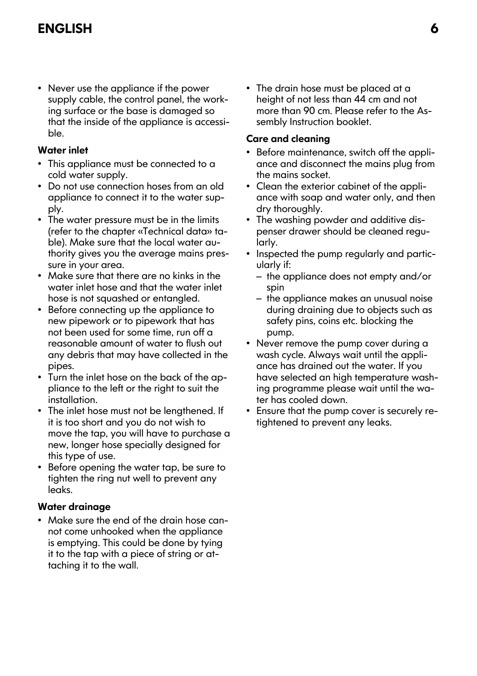 English 6 | IKEA FWM7 User Manual | Page 6 / 32