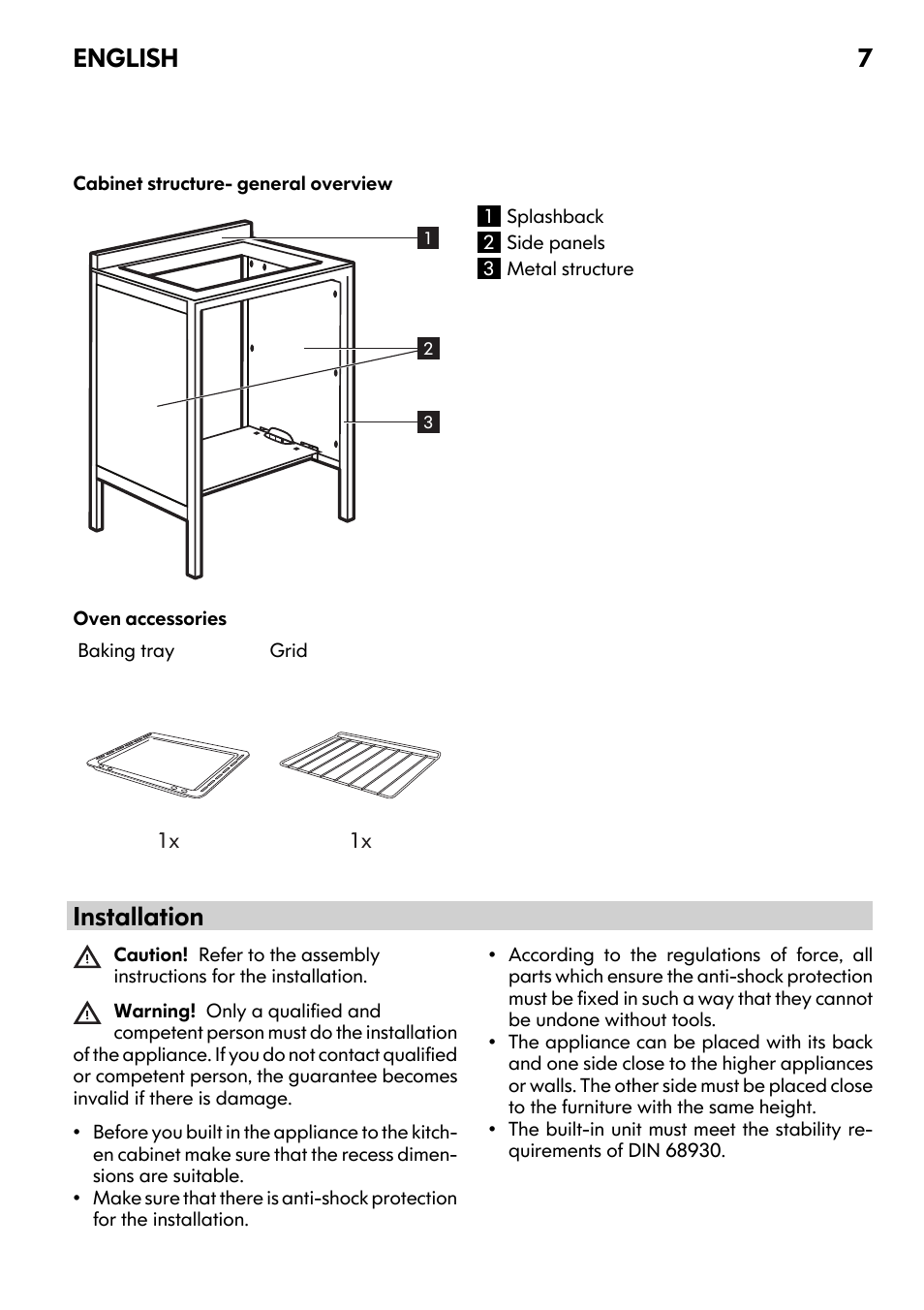 Installation, English 7 | IKEA UDDEN CG3 User Manual | Page 7 / 20
