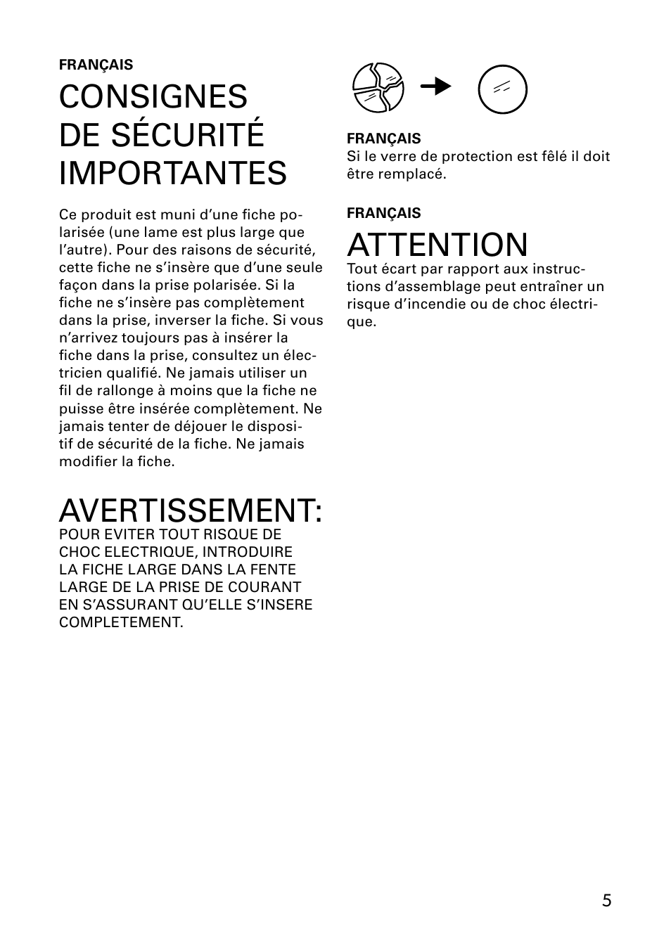 Consignes de sécurité importantes, Avertissement, Attention | IKEA ANTIFONI AA-297407-3 User Manual | Page 5 / 12