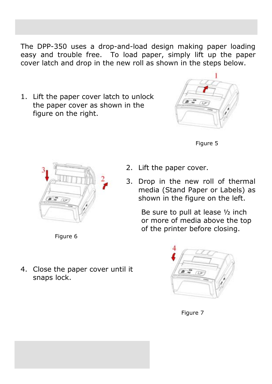 Loading paper | Infinite Peripherals DPP-350 User Manual | Page 11 / 31