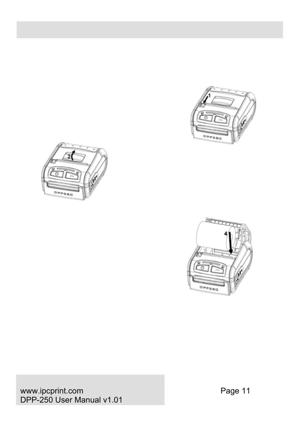 Loading paper | Infinite Peripherals DPP-250 User Manual | Page 11 / 29