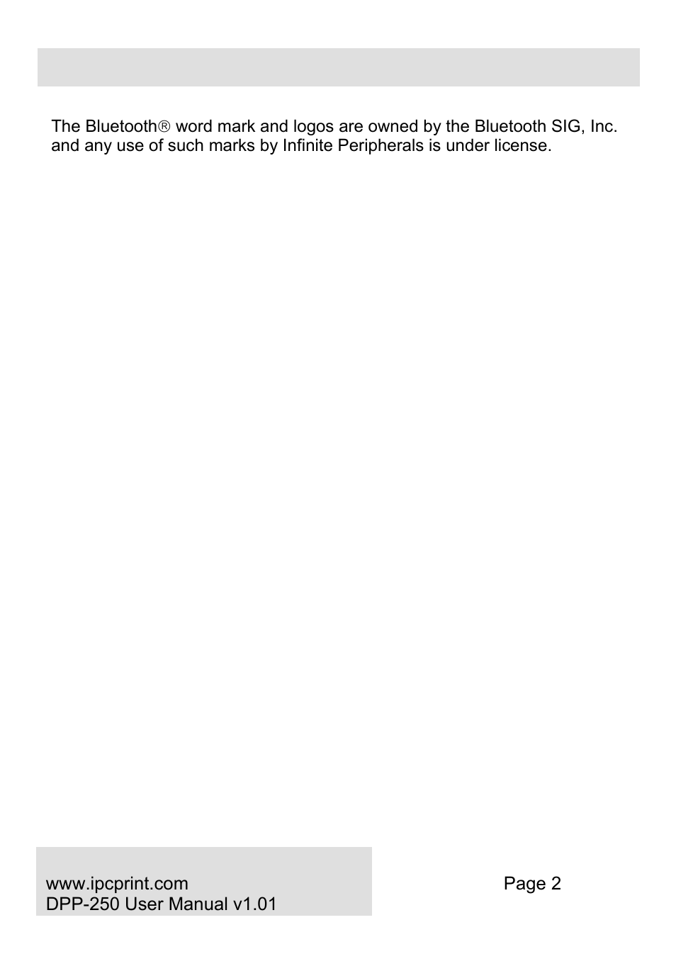 Legal notice | Infinite Peripherals DPP-250 User Manual | Page 2 / 29