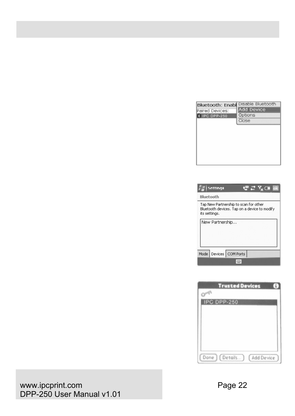 Bluetooth® setup, Bluetooth, Setup | Infinite peripherals, inc | Infinite Peripherals DPP-250 User Manual | Page 22 / 29