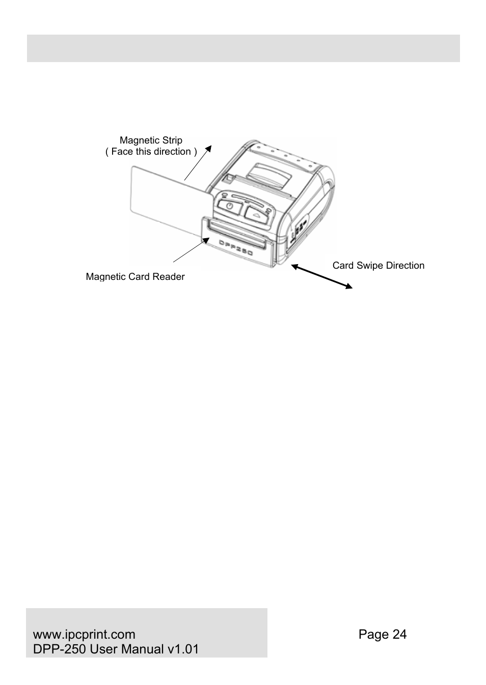 Magnetic card reader (ms version only), Magnetic card reader, Ms version only) | Infinite peripherals, inc | Infinite Peripherals DPP-250 User Manual | Page 24 / 29