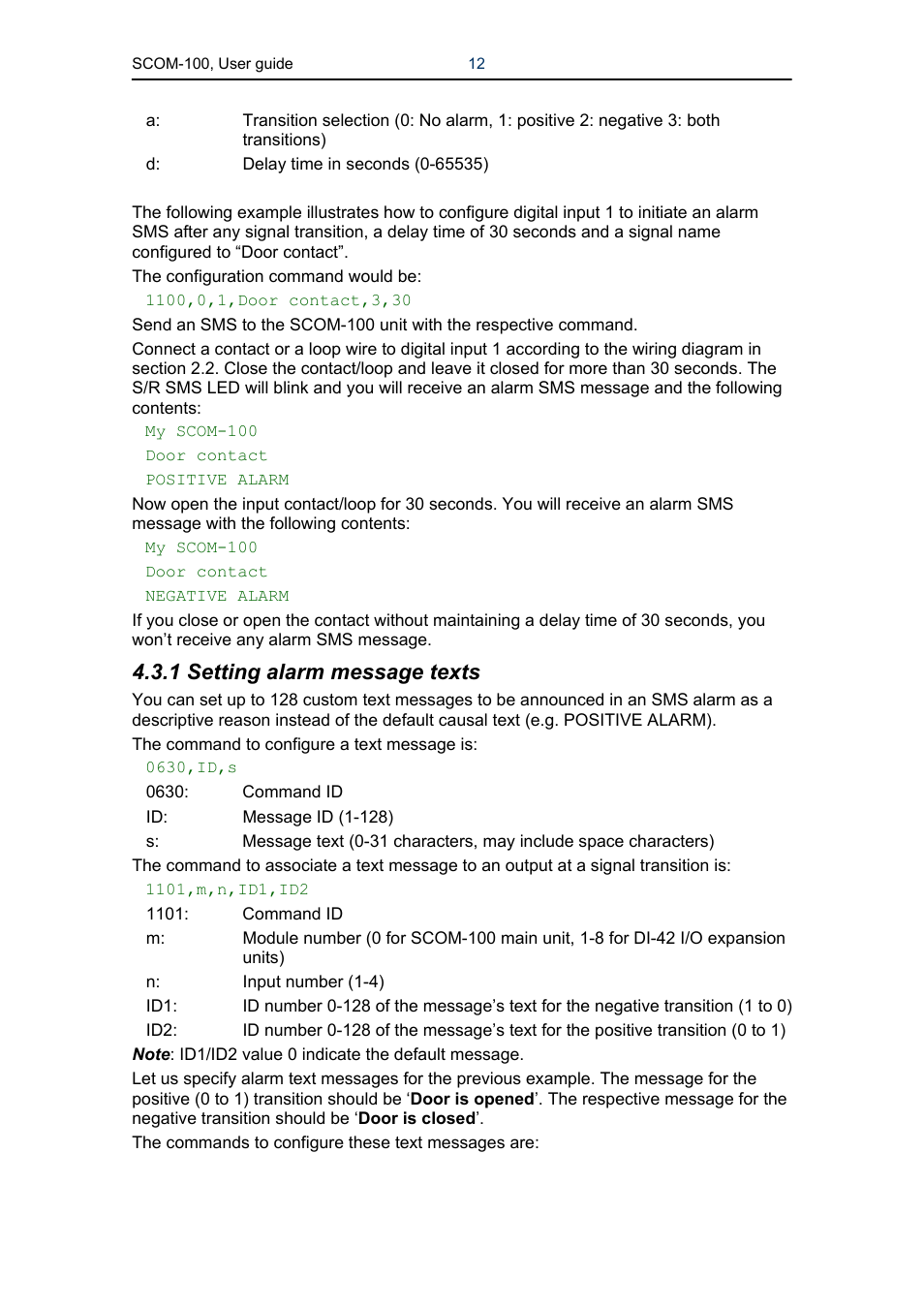 1 setting alarm message texts | Infinite Peripherals SCOM-100 User Manual | Page 12 / 40