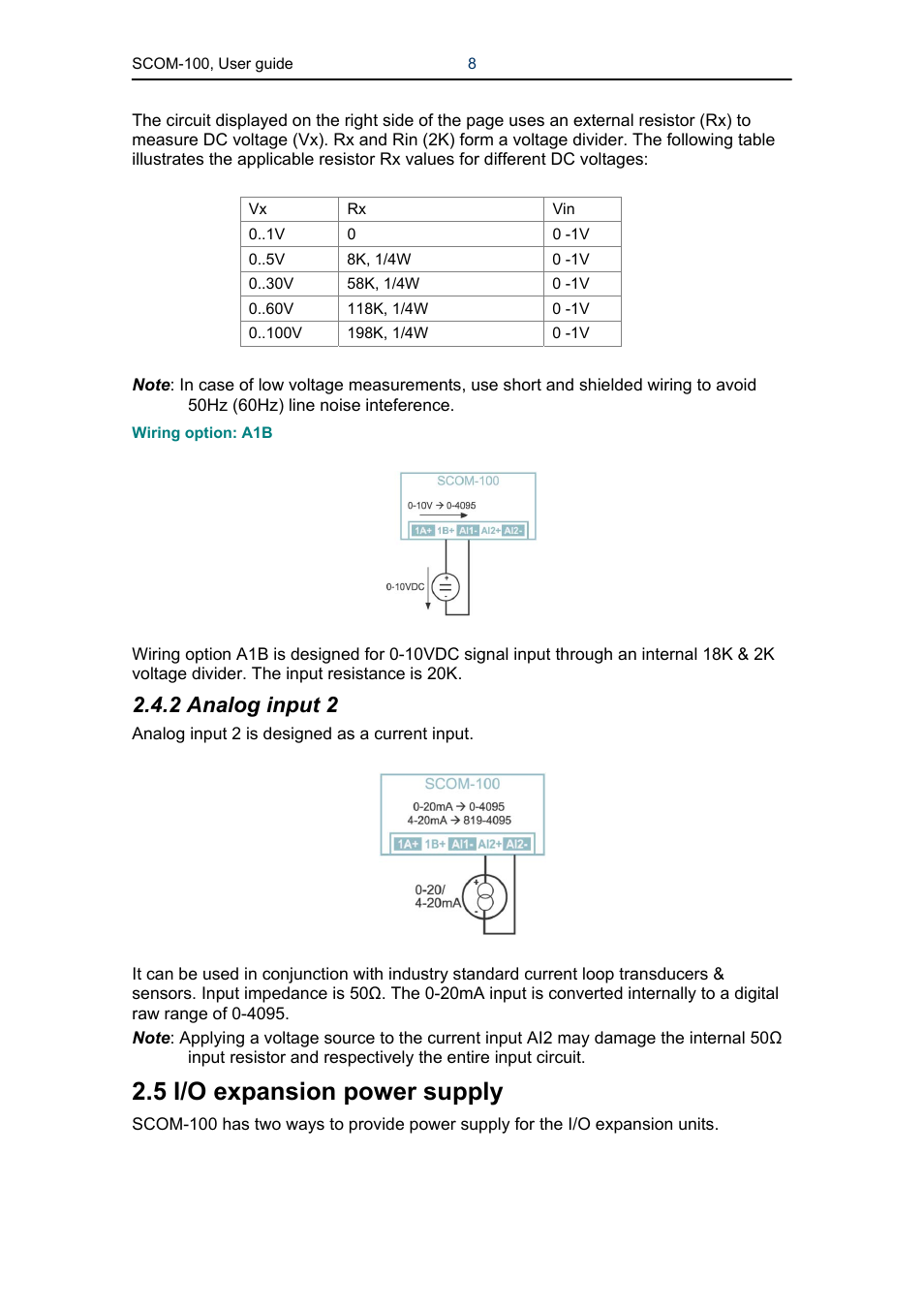 5 i/o expansion power supply, 2 analog input 2 | Infinite Peripherals SCOM-100 User Manual | Page 8 / 40