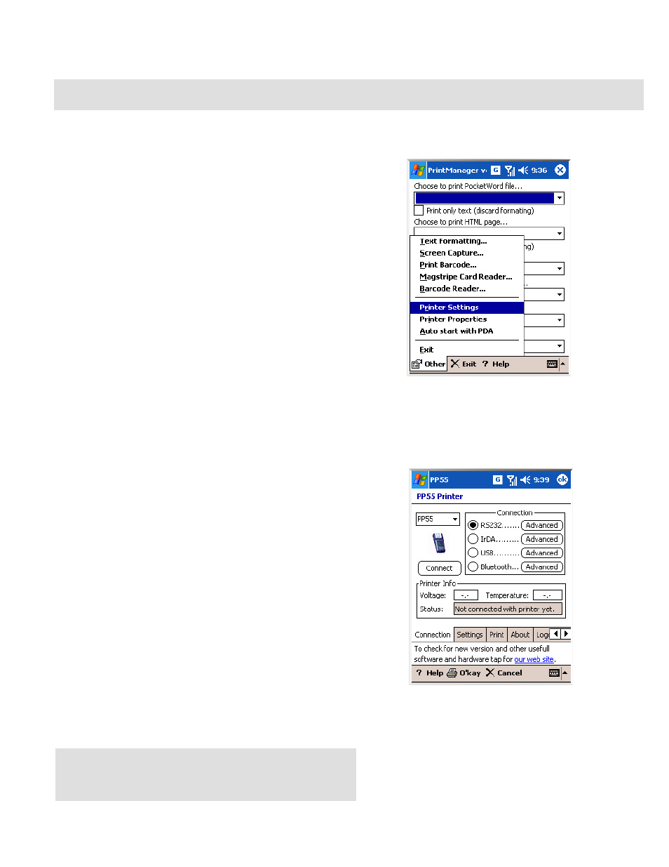Printer & port configuration | Infinite Peripherals PP-55 User Manual | Page 21 / 26