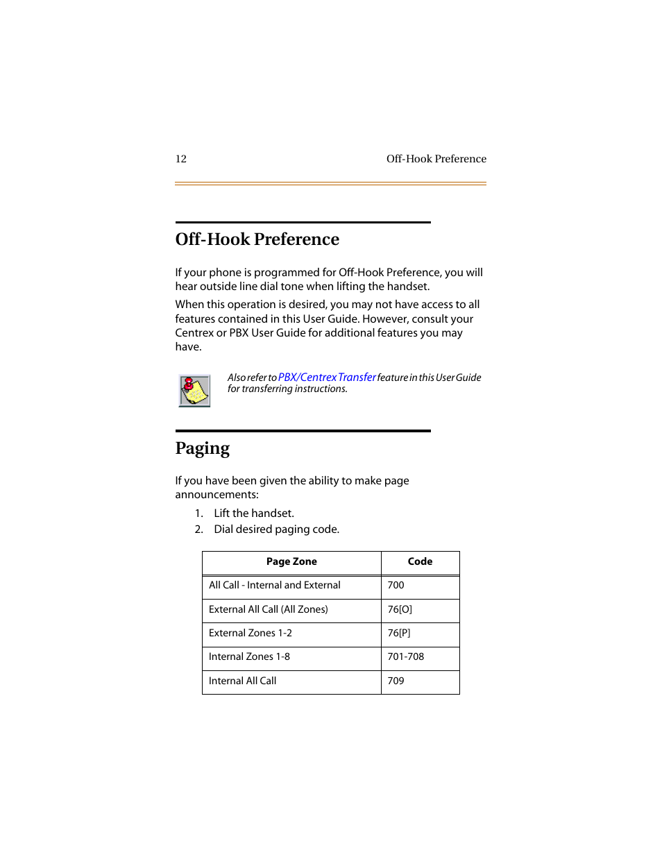 Off-hook preference, Paging, Off-hook preference paging | Infinite Peripherals DVX Plus II/III/IV User Manual | Page 17 / 24