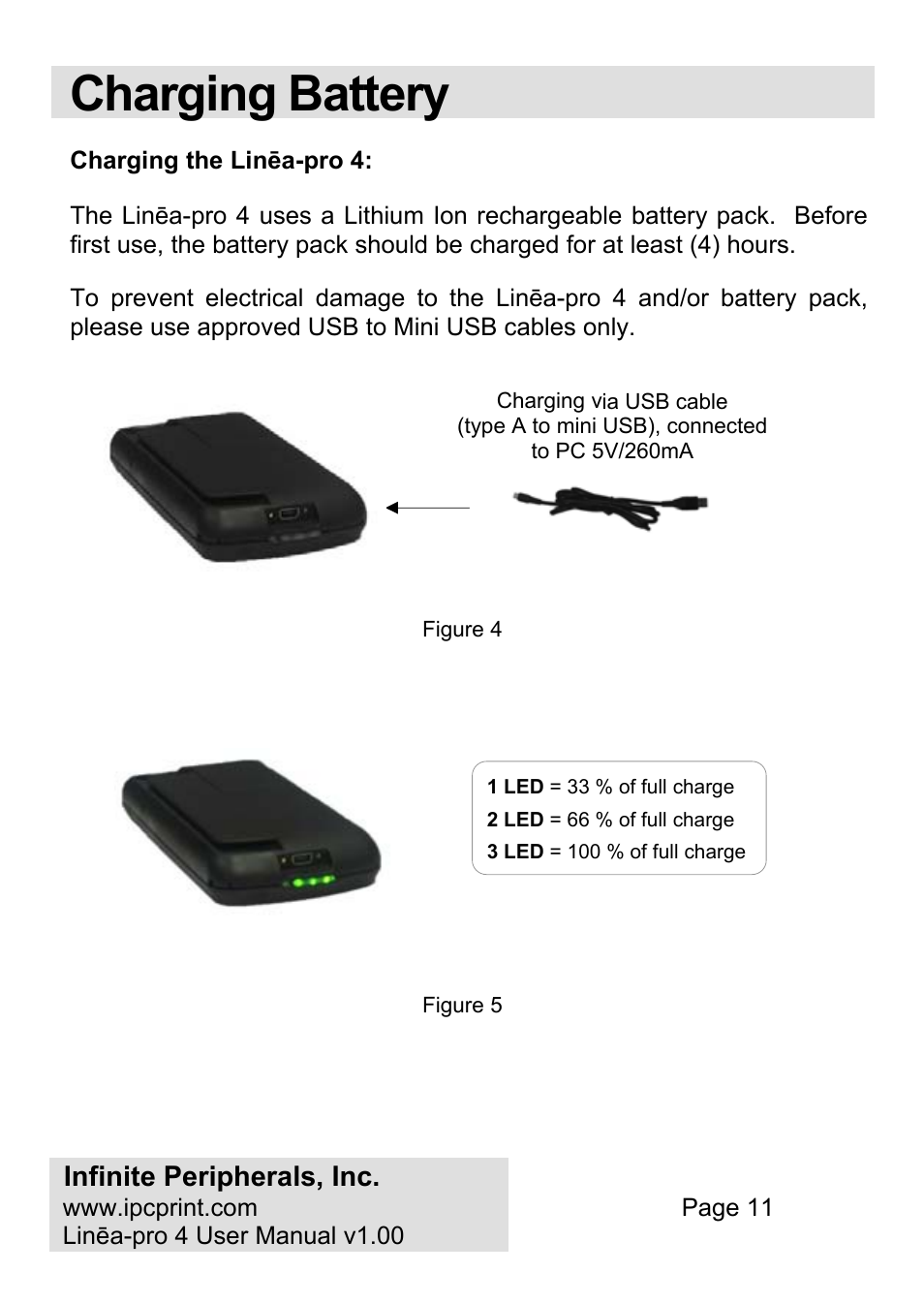 Charging battery | Infinite Peripherals PRO 4 User Manual | Page 11 / 24