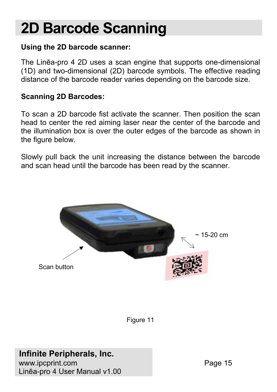 2d barcode scanning | Infinite Peripherals PRO 4 User Manual | Page 15 / 24