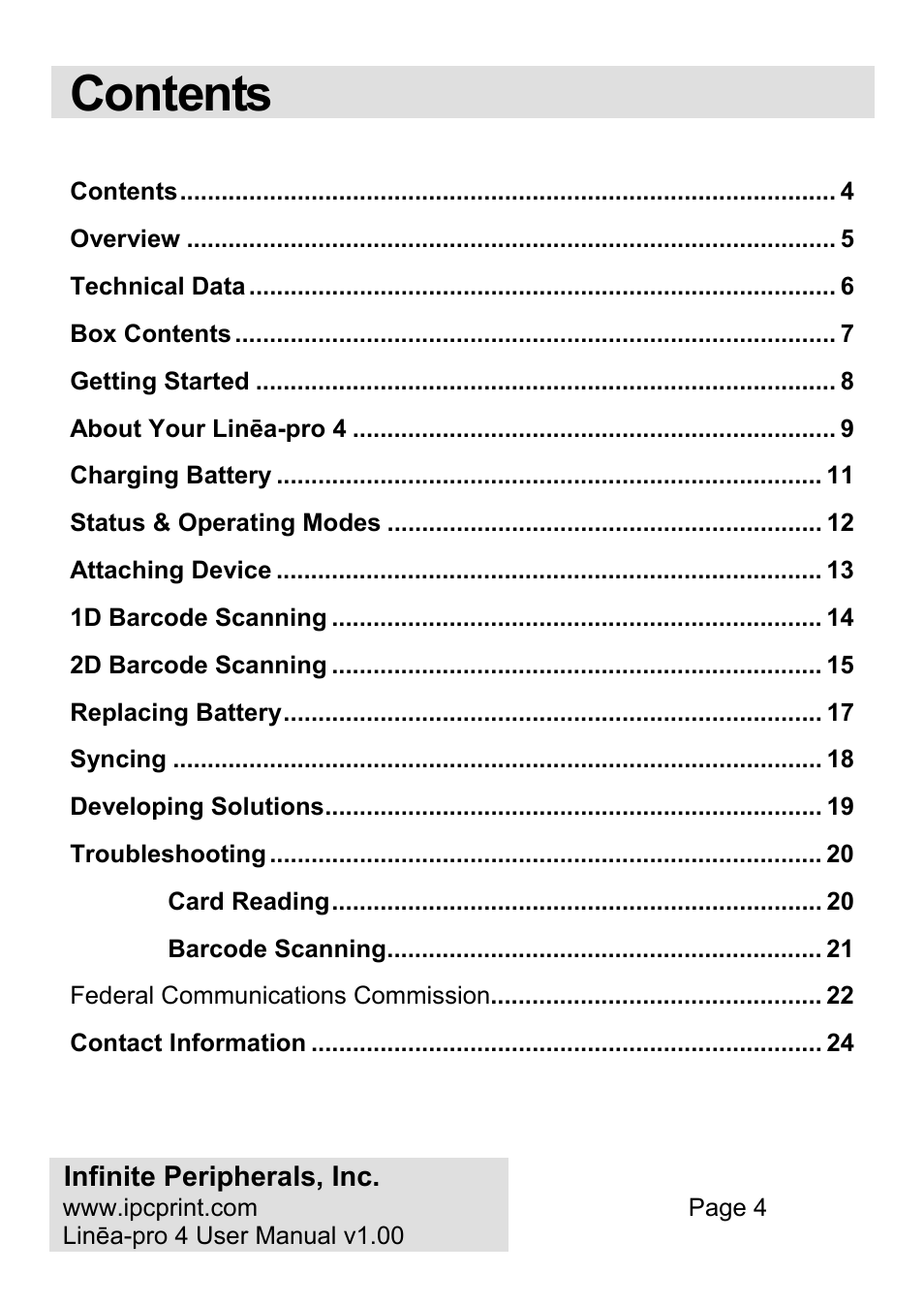 Infinite Peripherals PRO 4 User Manual | Page 4 / 24