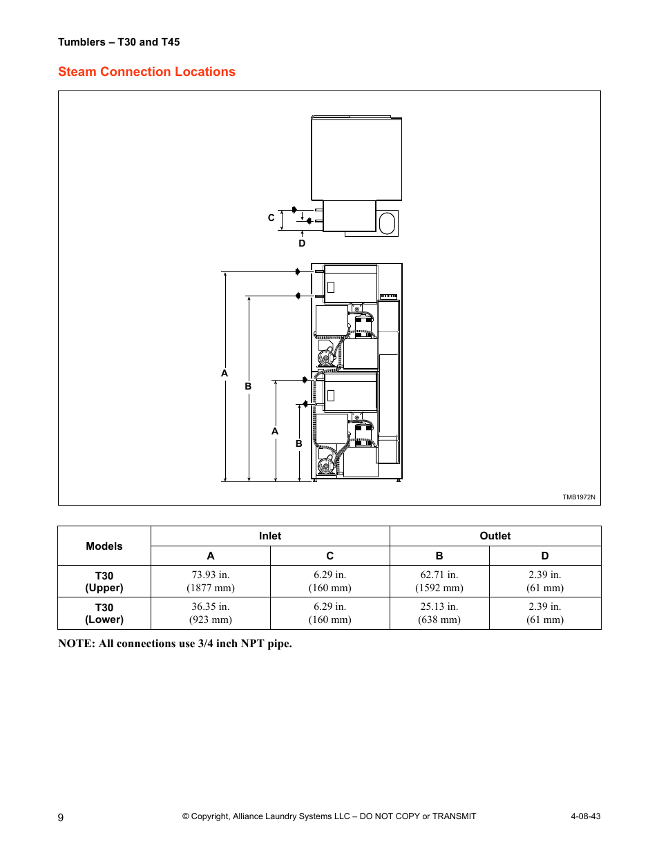 Steam connection locations | IPSO T30 User Manual | Page 10 / 21