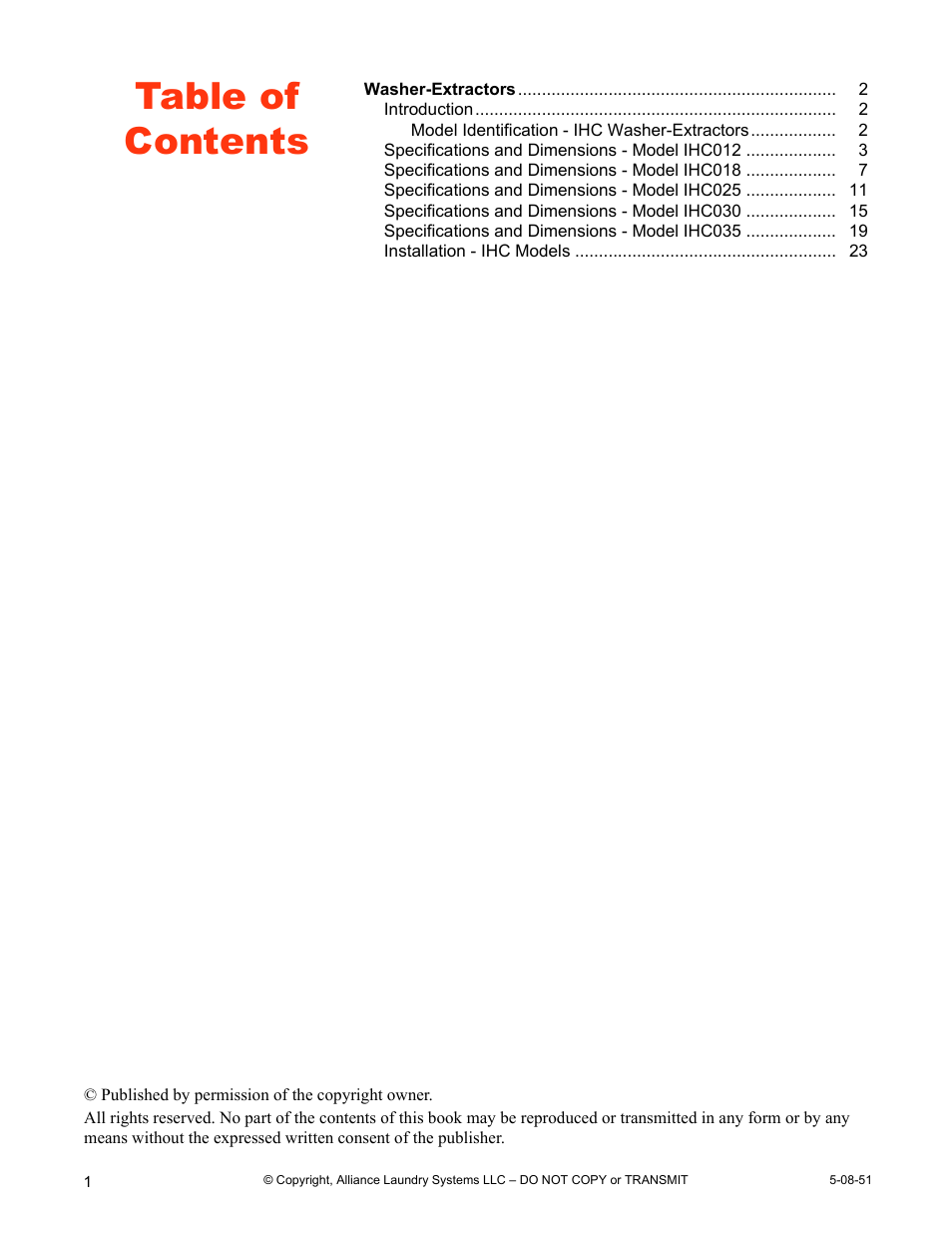 IPSO IHC WASHER-EXTRACTORS IHC030 User Manual | Page 2 / 24