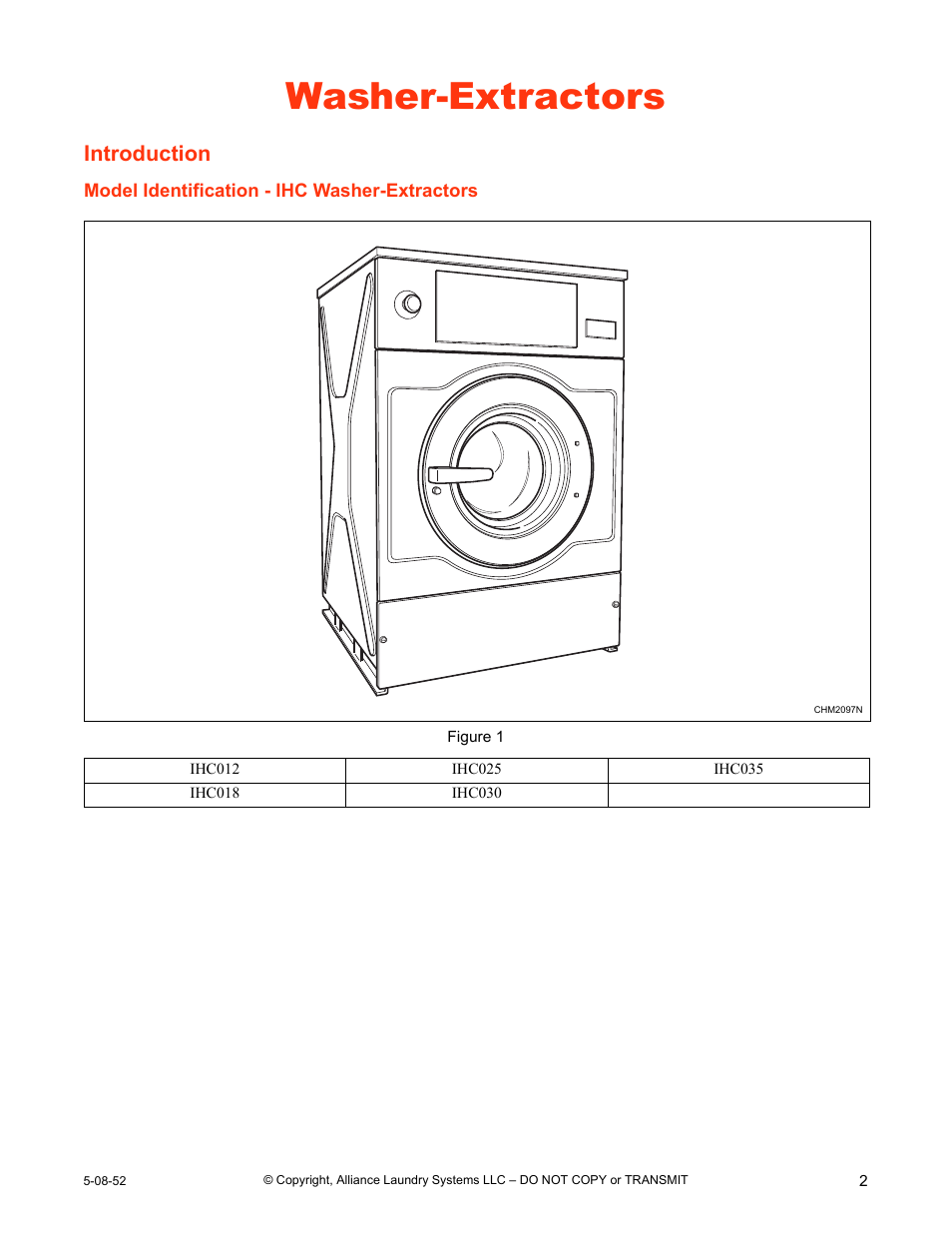 Washer-extractors, Introduction, Model identification - ihc washer-extractors | IPSO IHC WASHER-EXTRACTORS IHC030 User Manual | Page 3 / 24