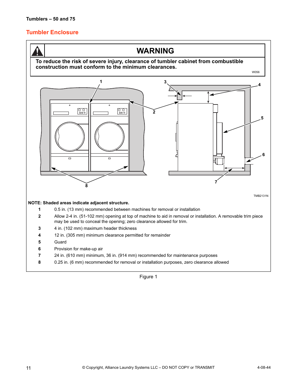 Tumbler enclosure, Warning | IPSO TMB795C User Manual | Page 12 / 21