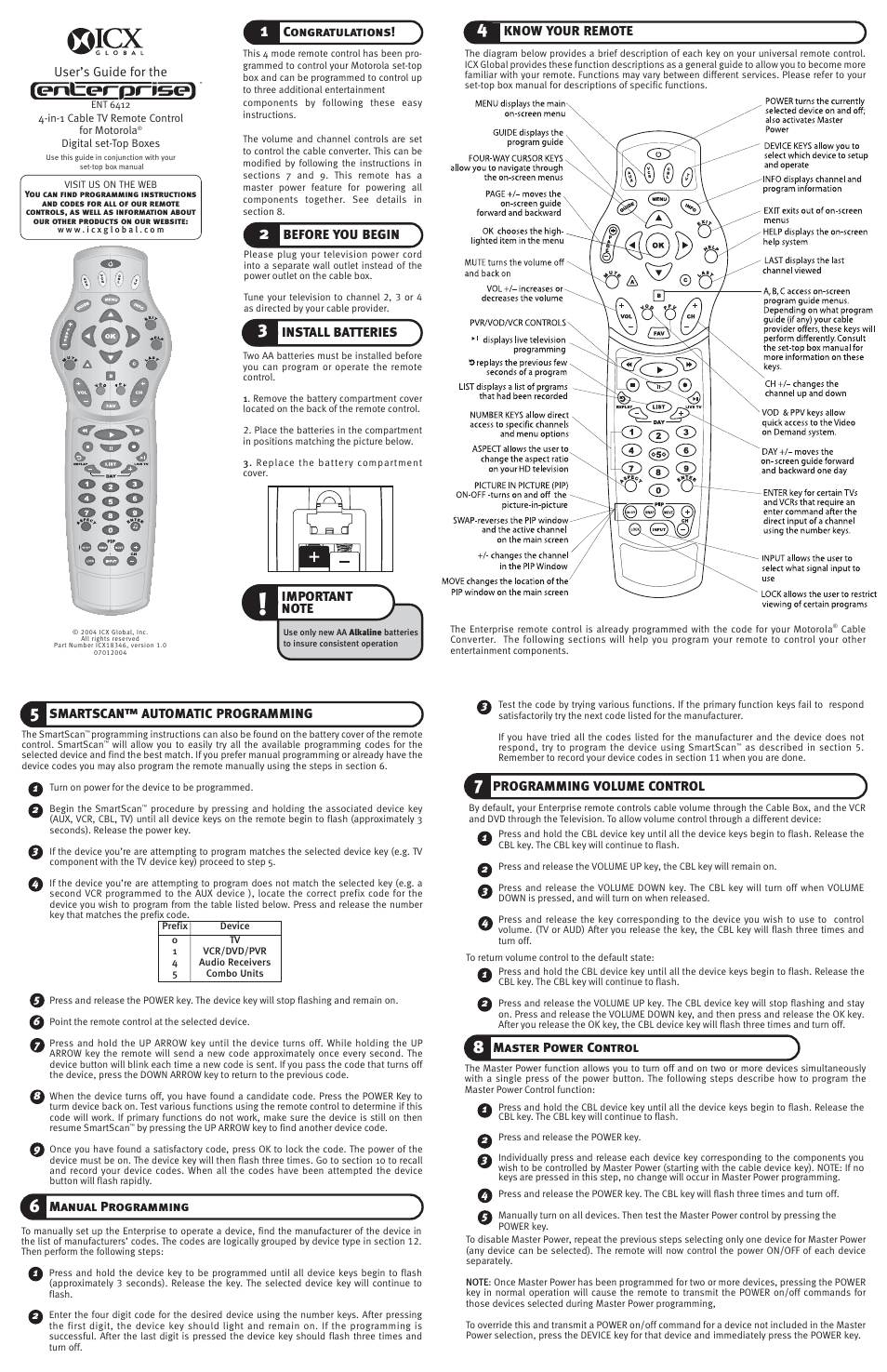 ICX Global ENT 6412 User Manual | 2 pages