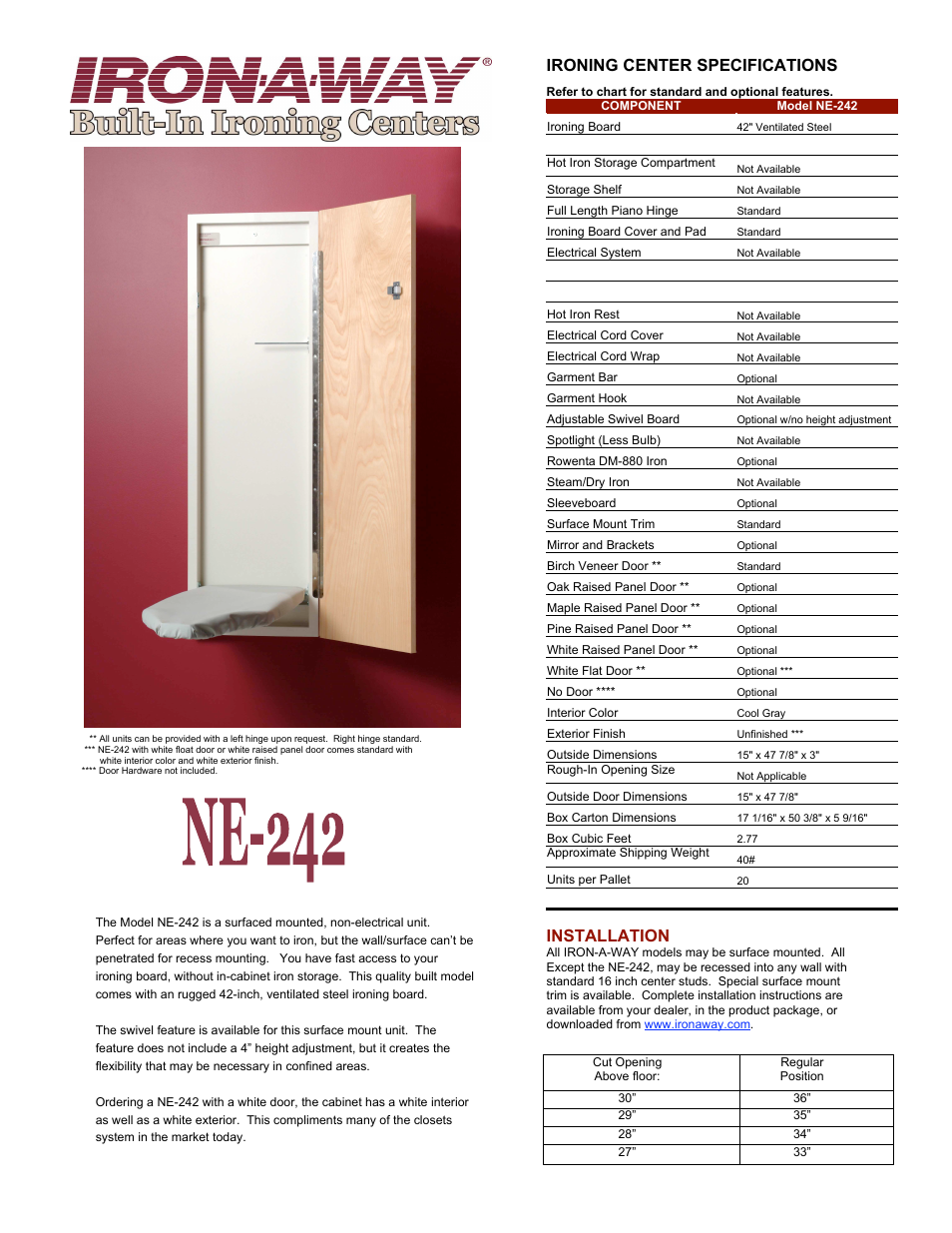 Iron-A-Way NE-242 User Manual | 1 page