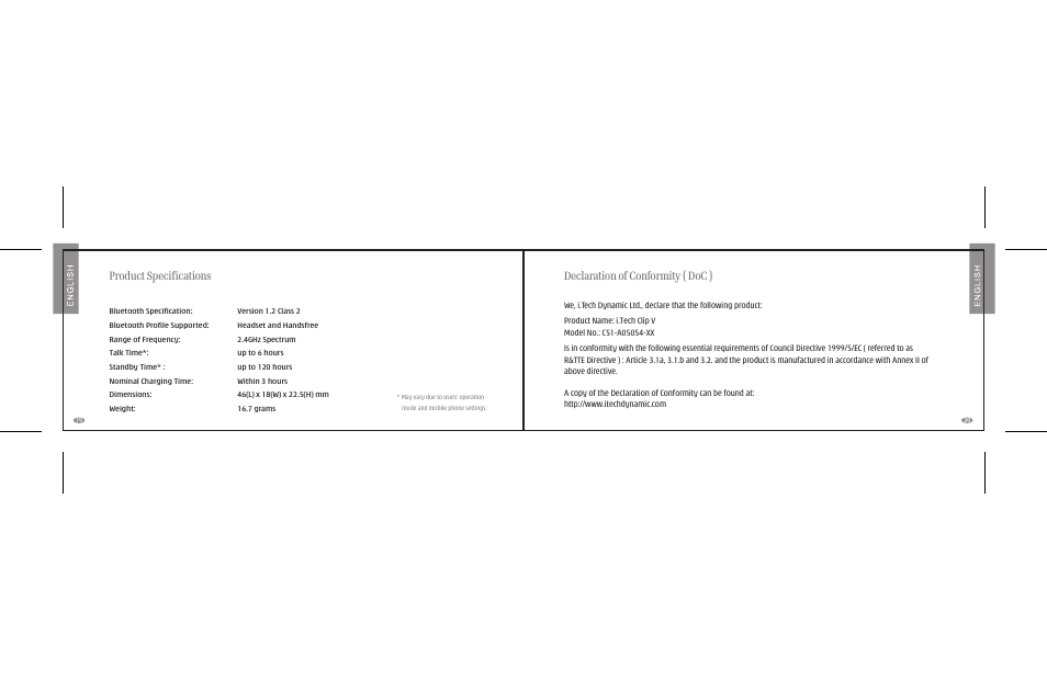 i. Tech Dynamic Clip V User Manual | Page 12 / 12