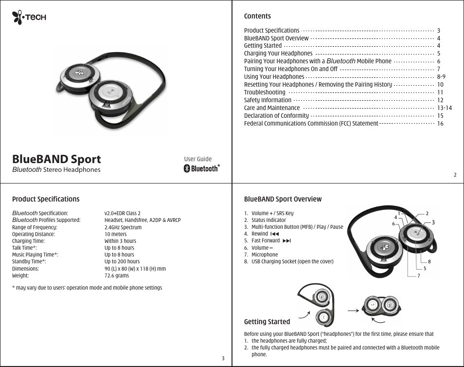 i. Tech Dynamic Bluetooth Stereo Headphone User Manual | 5 pages