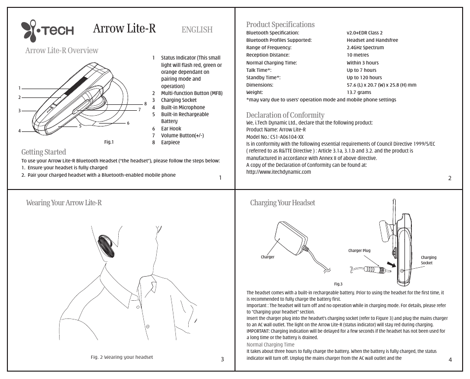 i. Tech Dynamic Arrow Lite User Manual | 4 pages