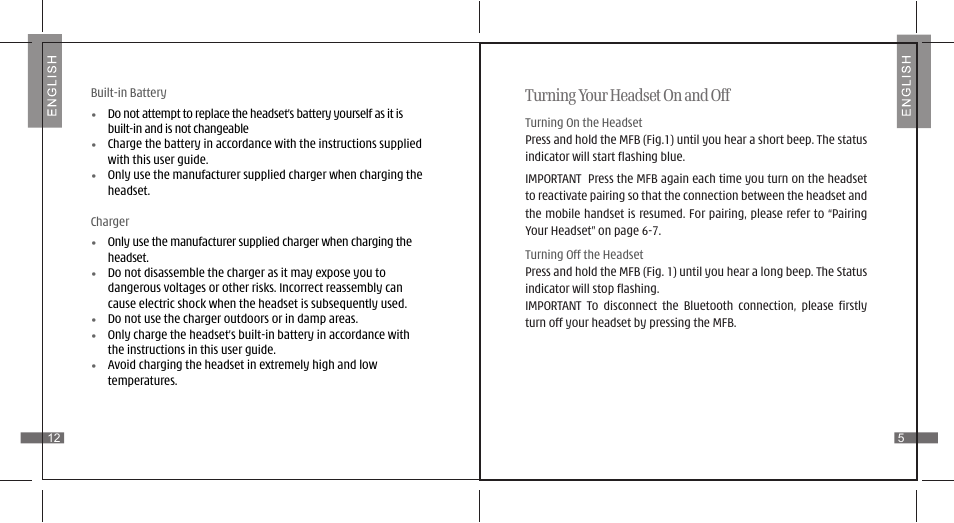 Turning your headset on and off | i. Tech Dynamic II User Manual | Page 7 / 10