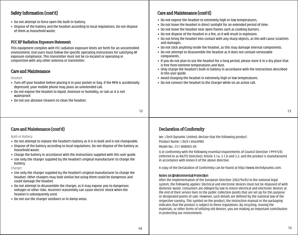 i. Tech Dynamic i.VoicePRO Bluetooth Clip Headset User Manual | Page 4 / 5