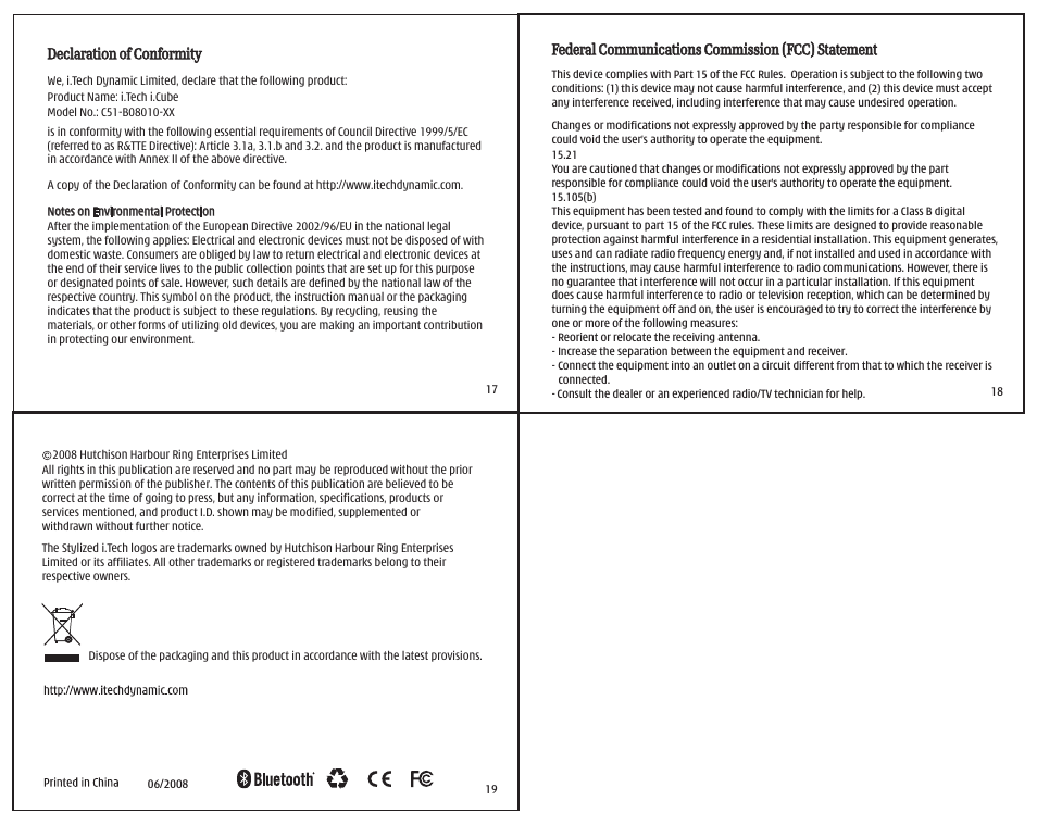 i. Tech Dynamic Bluetooth Headset i.Cube User Manual | Page 5 / 5