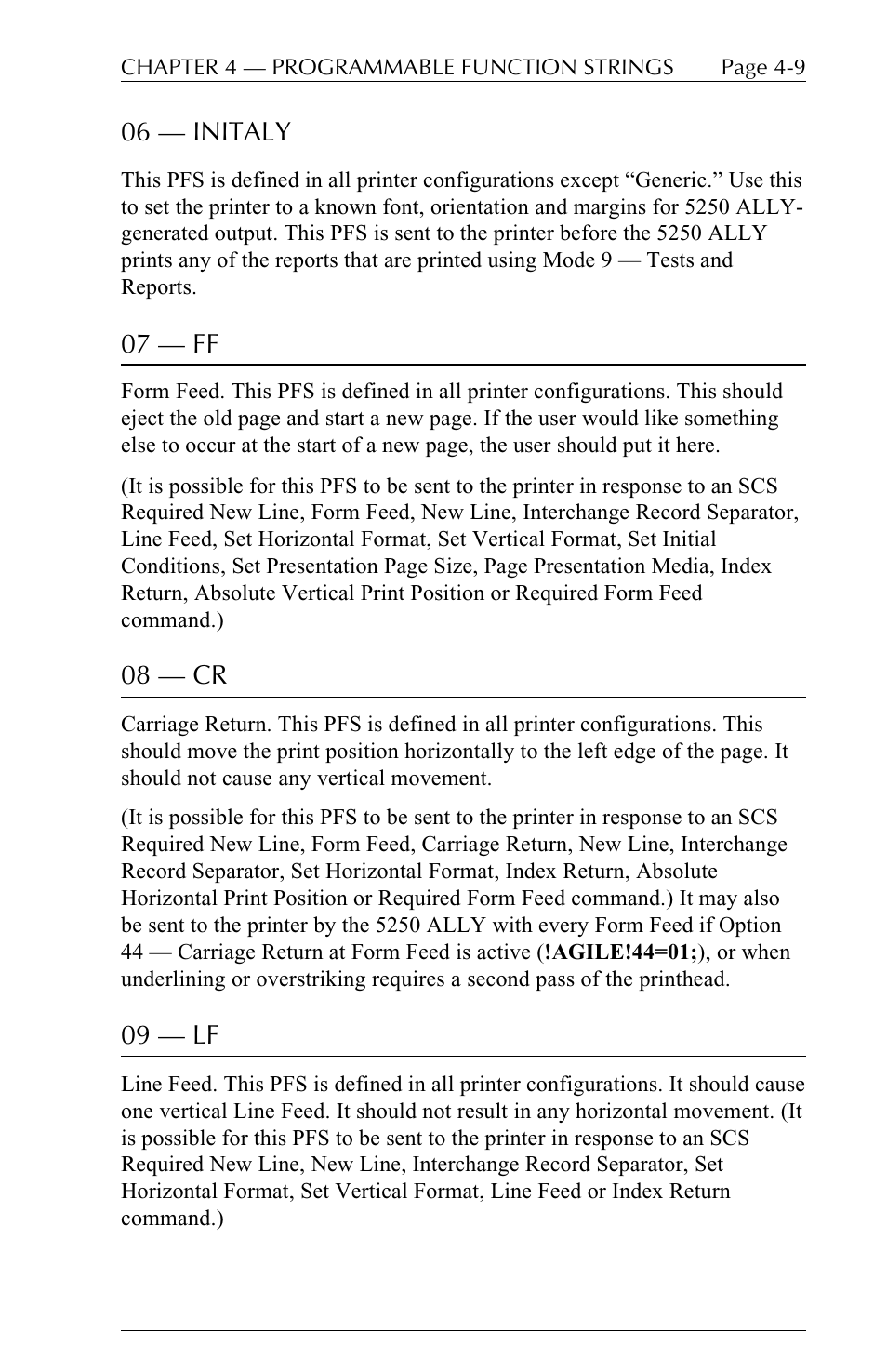06  initaly, 07  ff, 08  cr | 09  lf | I-Data 5250 ALLY User Manual | Page 103 / 240