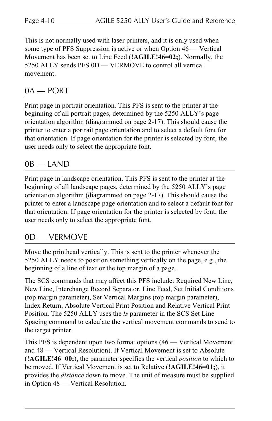0a  port, 0b  land, 0d  vermove | I-Data 5250 ALLY User Manual | Page 104 / 240