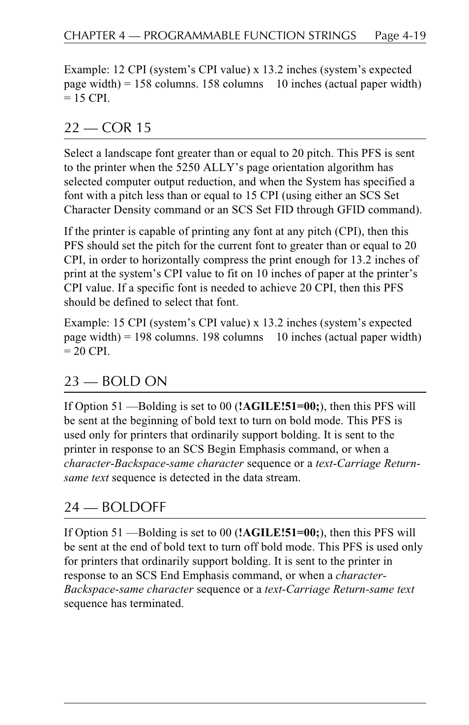 22  cor 15, 23  bold on, 24  boldoff | I-Data 5250 ALLY User Manual | Page 113 / 240
